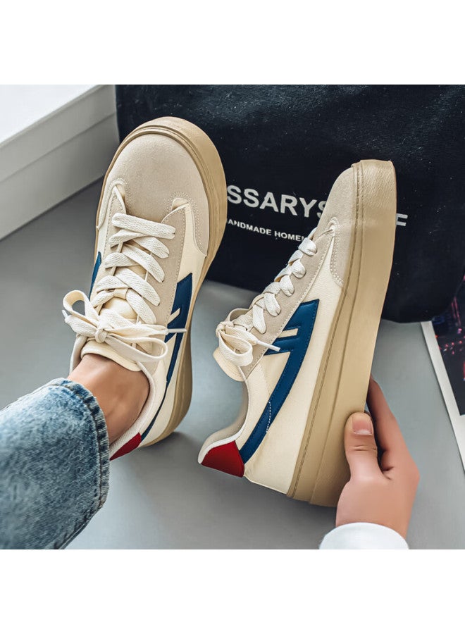 Pull Back Warrior Men's Casual Sneakers Spring Autumn Flat Comfortable Training Shoes Wxy-k811g Beige Gray Navy Blue Size 40 - Image 1