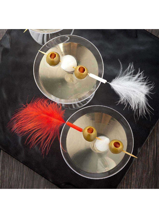 Restaurantware 6 Inch Party Toothpicks, 500 Disposable Cocktail Skewers - Fuzzy Feather Decoration, Sharp Tips, Assorted Bamboo Decorative Cocktail Picks, For Garnishes Or Appetizers  - Image 3