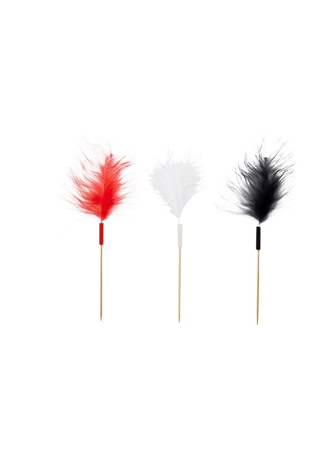 Restaurantware 6 Inch Party Toothpicks, 500 Disposable Cocktail Skewers - Fuzzy Feather Decoration, Sharp Tips, Assorted Bamboo Decorative Cocktail Picks, For Garnishes Or Appetizers  - Image 1