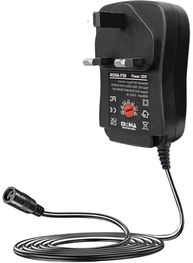 MOHA 30W Universal AC/DC Adapter Switching Power Supply with 8 Selectable Adapter Plugs，for 3V 4.5V 5V 6V 7.5V 9V 12V Household Electronics - 2000mA Max with USB port 1A - Image 1