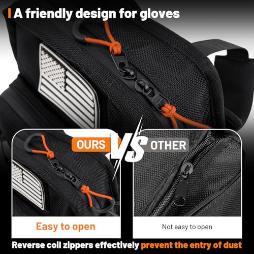 Oumurs Motorcycle Handlebar Bags,1680D Water-resistant Universal Bar bag American Flag Sissy Bar Bag Front Fork Storage Accessory Bag, For Softail Dyna Sportsters Dirt Bike Scooter E-bike Bicycle Blue - Image 4