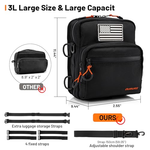 Oumurs Motorcycle Handlebar Bags,1680D Water-resistant Universal Bar bag American Flag Sissy Bar Bag Front Fork Storage Accessory Bag, For Softail Dyna Sportsters Dirt Bike Scooter E-bike Bicycle Blue - Image 2