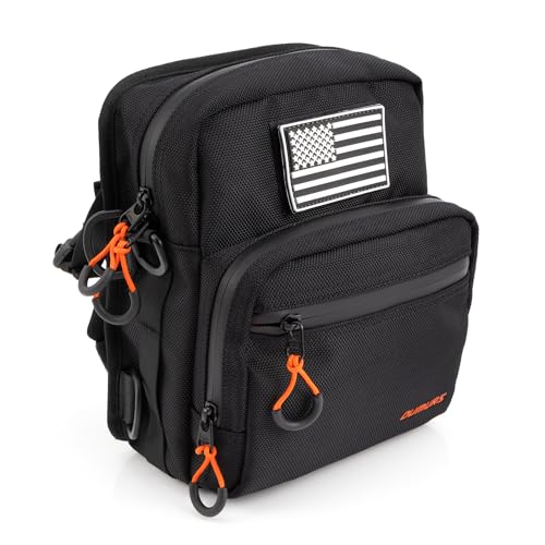 Oumurs Motorcycle Handlebar Bags,1680D Water-resistant Universal Bar bag American Flag Sissy Bar Bag Front Fork Storage Accessory Bag, For Softail Dyna Sportsters Dirt Bike Scooter E-bike Bicycle Blue - Image 1
