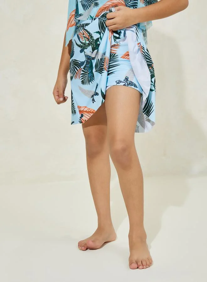ستايلي Tropical Print Halter Neck Layered Swimsuit
