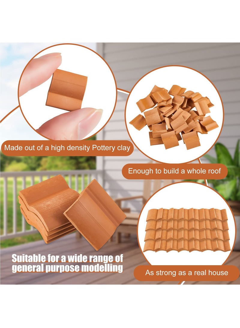 SOLARAE Roof Tiles Model Building Set Miniature Tiles Roof Tiles Dollhouse Shingles Fake Tiles Model Landscape Accessories for DIY Kitchen Garden Diorama Roofing (Red,60 Pieces) - Image 4