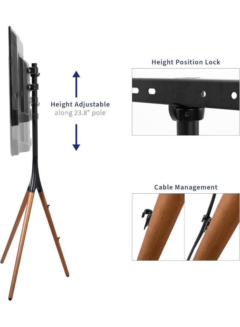 Universal Tripod TV Stand Floor Mount for 32-75 Inch TVs, Height Adjustable Easel TV Stand with Swivel, Portable TV Floor Stand, VESA Compatible, Heavy Duty Metal TV Stand for Living Room, Office & Bedroom - Image 4