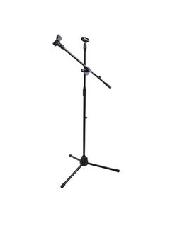 ET-LIFE Double Clips Microphone Tripod Floor Stand for Performances, Karaoke, Dancing, and Mobile Live Streaming, 103B Black  - Image 1