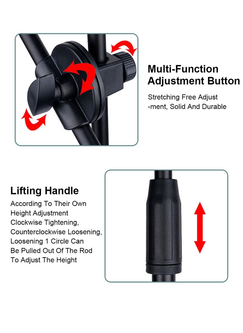 ET-LIFE - Double Clips Microphone Tripod Floor Stand for Performances, Karaoke, Dancing, and Mobile Live Streaming, 103B Black - Image 1