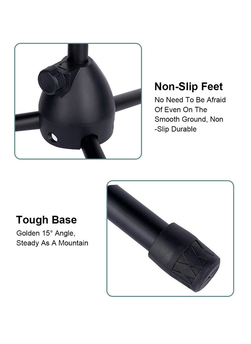ET-LIFE - Double Clips Microphone Tripod Floor Stand for Performances, Karaoke, Dancing, and Mobile Live Streaming, 103B Black - Image 1