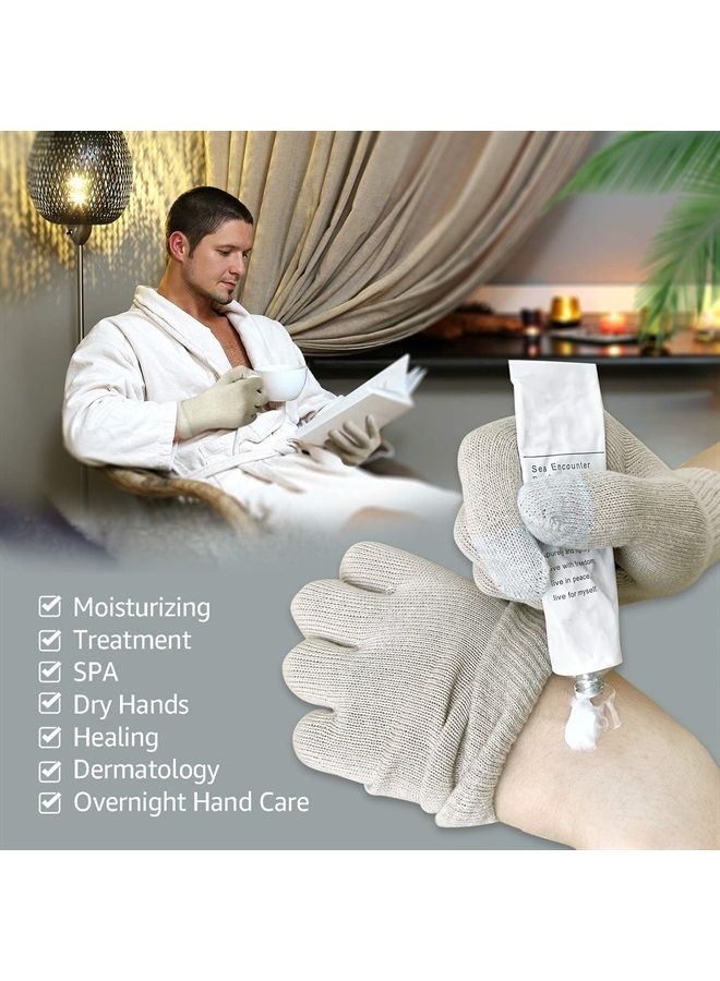 Evridwear Unisex Moisturizing Cotton Gloves with Touchscreen Fingertips for Eczema Beauty Cosmetic Dry Hands Sensitive Irritated Skin Therapy Overnight Bedtime, 6 Pairs, Lightweight-Beige, XS - Image 2