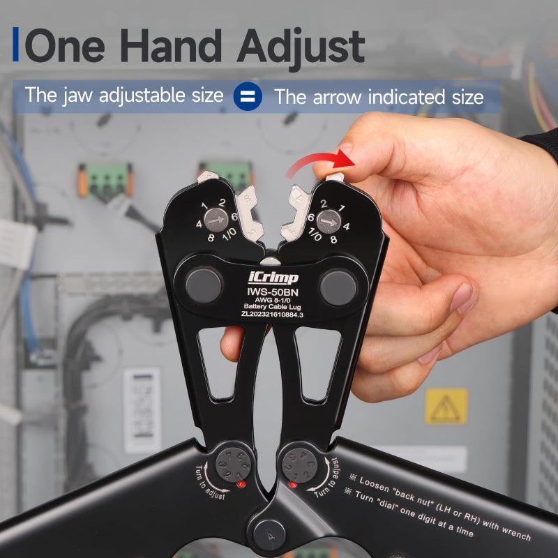 iCrimp Battery Cable Lug Crimping Tool Kit for 8-1/0 AWG - 63pcs Copper Lugs & 25pcs Heat Shrink Tubes, Wire Cutter & Stripper - Image 5