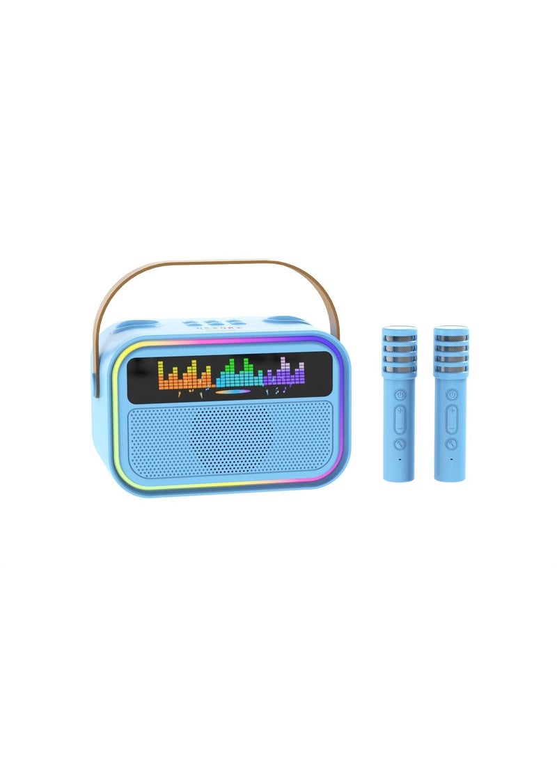NEXORX Kids Karaoke Speaker with Double Microphones – Portable SingBoom, Bluetooth 5.0, 360° Surround Sound, AI Voice Effects, 4H Playtime, Rechargeable Type-C Battery Blue - Image 1