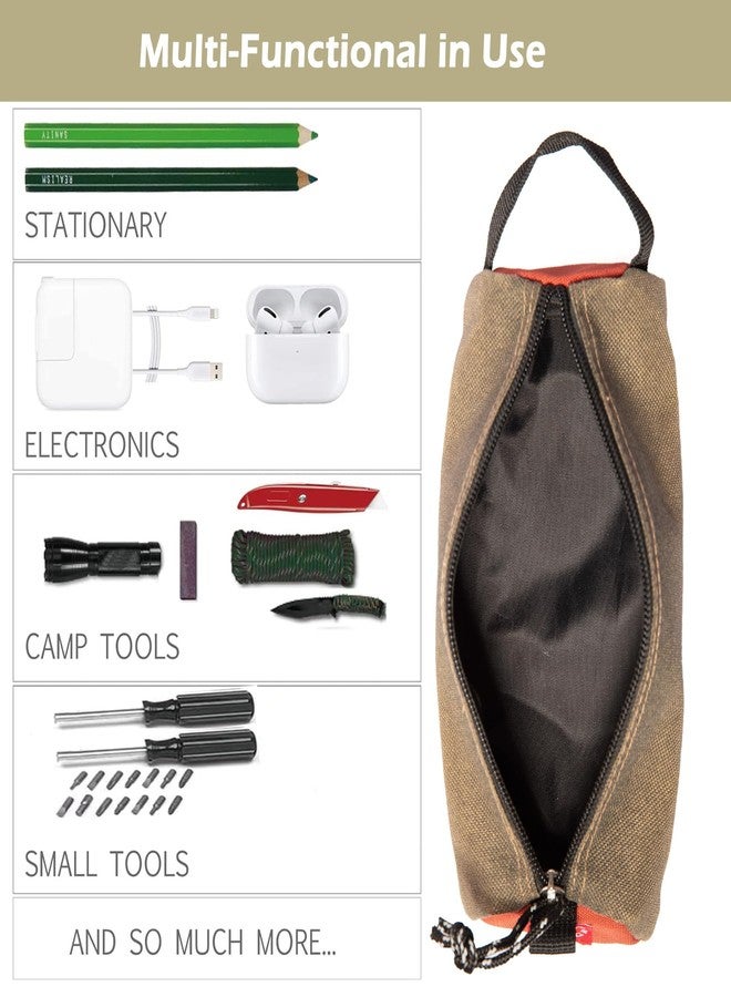 RE ROUGH ENOUGH Rough Enough Small Pencil Pouch Case Bag Beige Cordura for Boys Girls Kids Adults School, Office, Art Supplies, Stationary - Image 5