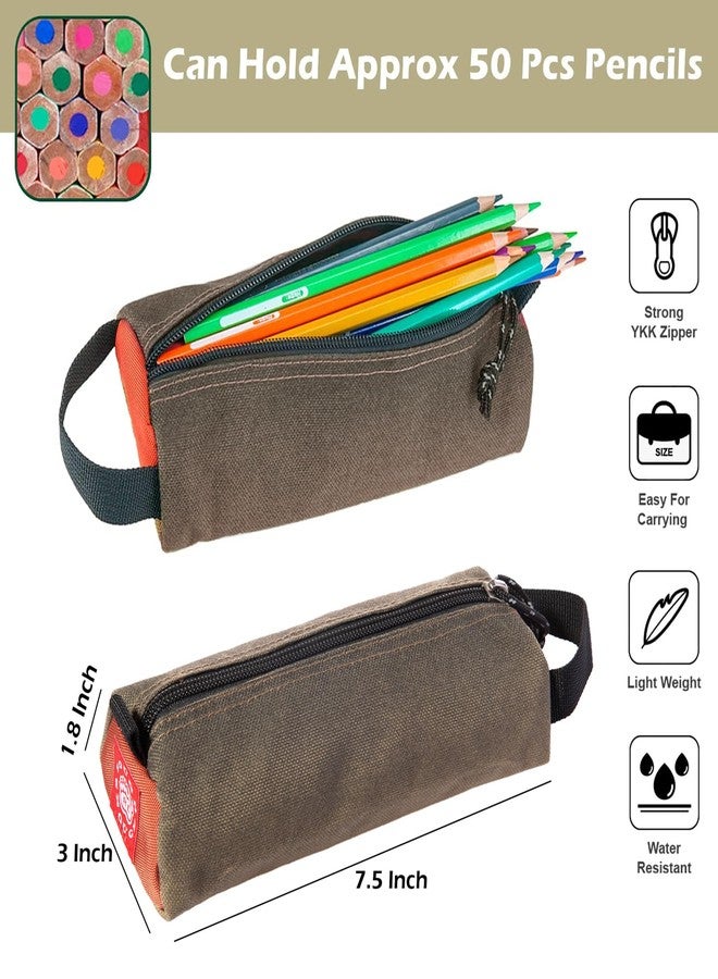 RE ROUGH ENOUGH Rough Enough Small Pencil Pouch Case Bag Beige Cordura for Boys Girls Kids Adults School, Office, Art Supplies, Stationary - Image 3