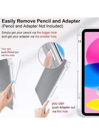 Case for iPad (A16) 11th Generation 11 Inch 2025, iPad 10th Generation 10.9 inch 2022 with Pencil Holder, 6-in-1 Multiple Viewing Angles Y-Shaped Stand, Transparent Back Cover - view 3
