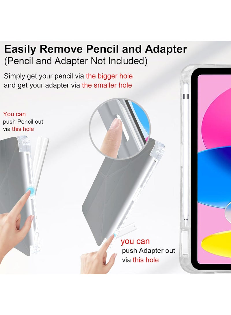 Rock Pow Case for iPad (A16) 11th Generation 11 Inch 2025, iPad 10th Generation 10.9 inch 2022 with Pencil Holder, 6-in-1 Multiple Viewing Angles Y-Shaped Stand, Transparent Back Cover - Image 3