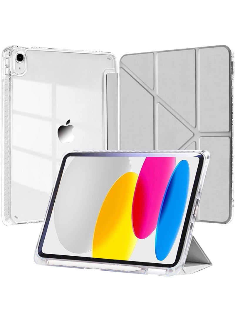 Rock Pow Case for iPad (A16) 11th Generation 11 Inch 2025, iPad 10th Generation 10.9 inch 2022 with Pencil Holder, 6-in-1 Multiple Viewing Angles Y-Shaped Stand, Transparent Back Cover - Image 1
