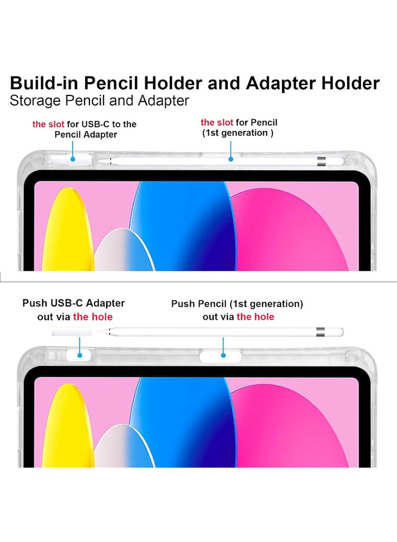 Rock Pow Case for iPad (A16) 11th Generation 11 Inch 2025, iPad 10th Generation 10.9 inch 2022 with Pencil Holder, 6-in-1 Multiple Viewing Angles Y-Shaped Stand, Transparent Back Cover - Image 2