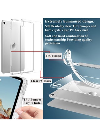 Case for iPad (A16) 11th Generation 11 Inch 2025, iPad 10th Generation 10.9 inch 2022 with Pencil Holder, 6-in-1 Multiple Viewing Angles Y-Shaped Stand, Transparent Back Cover - view 5