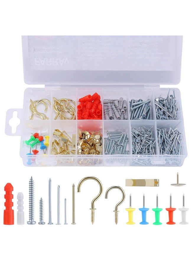 FARRAY Repair And Wall Hanging Kit: Screws Nails Drywall Anchors Picture Hangers Cup Hooks Push Pins Thumb Tacks 600Pcs - Image 1