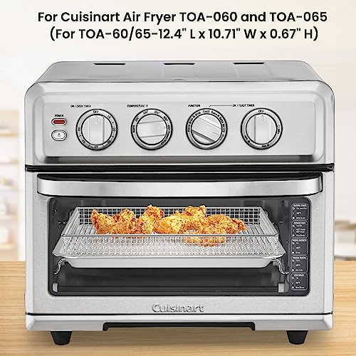 COWHERDING صينية استبدال قلاية الهواء COWHERDING لطراز Cuisinart TOA-60 TOA-65 TOA-70، أجزاء ملحقات فرن التحميص، صينية خبز من الفولاذ المقاوم للصدأ 12.4"x11" وسلة قلاية هواء شبكية، آمنة في غسالة الصحون، غير لاصقة - Image 4