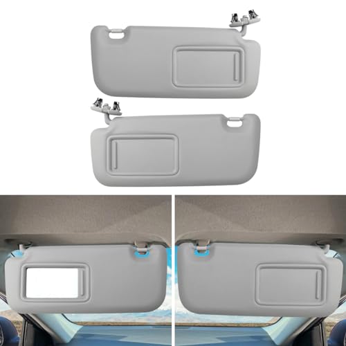 INTGET 2PCS Car Sun Visors for Toyota Corolla 2007 2008 2009 2010 2011 2012 2013 Accessories Leather Car Sun Protection Visors Replacement with Mirror (Grey-Driver&Passenger) - Image 1