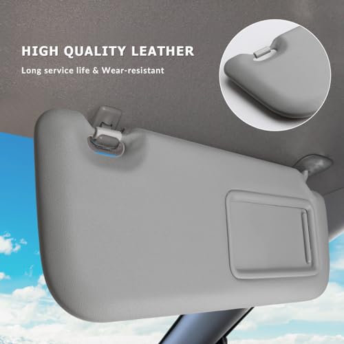 INTGET 2PCS Car Sun Visors for Toyota Corolla 2007 2008 2009 2010 2011 2012 2013 Accessories Leather Car Sun Protection Visors Replacement with Mirror (Grey-Driver&Passenger) - Image 4