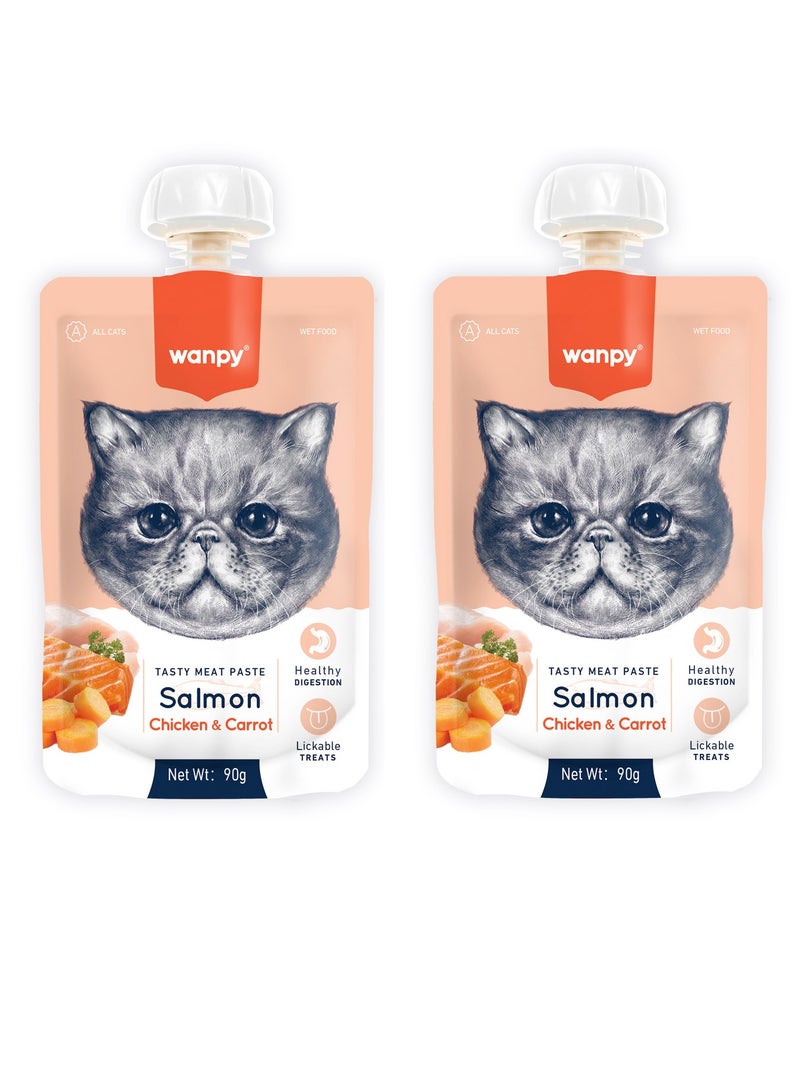 Wanpy 2pcs Meat Paste Salmon, Chicken and Carrot for Cats 2x90g 