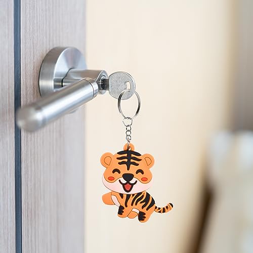 Mirabuy 24 Pack Cute Smile Tiger Keychains, Tiger Backpack Keyrings, Tiger Gift Keychains - Image 5