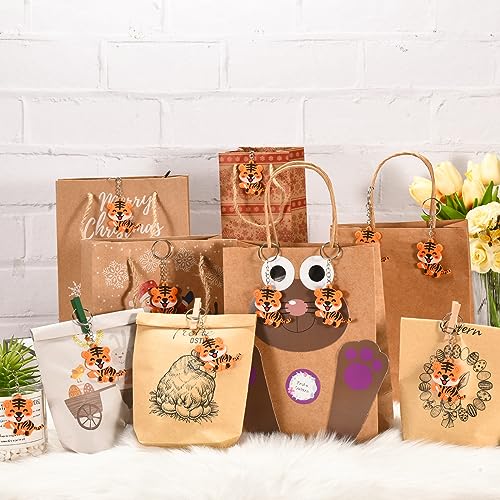 Mirabuy 24 Pack Cute Smile Tiger Keychains, Tiger Backpack Keyrings, Tiger Gift Keychains - Image 4