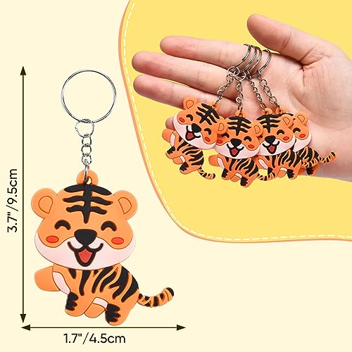 Mirabuy 24 Pack Cute Smile Tiger Keychains, Tiger Backpack Keyrings, Tiger Gift Keychains - Image 2