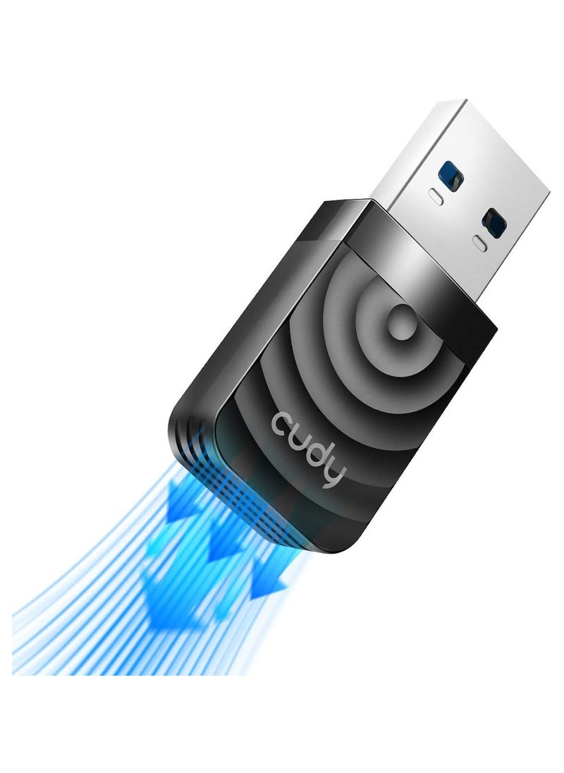 cudy - AC1300 1300 Mbps USB 3.0 WiFi Adapter for PC, 5GHz/2.4GHz Wireless Dongle, WiFi Wireless Adapter for Laptop - Nano Size, Compatible with Windows XP / 7/8.x /10/11, Mac OS - Image 1