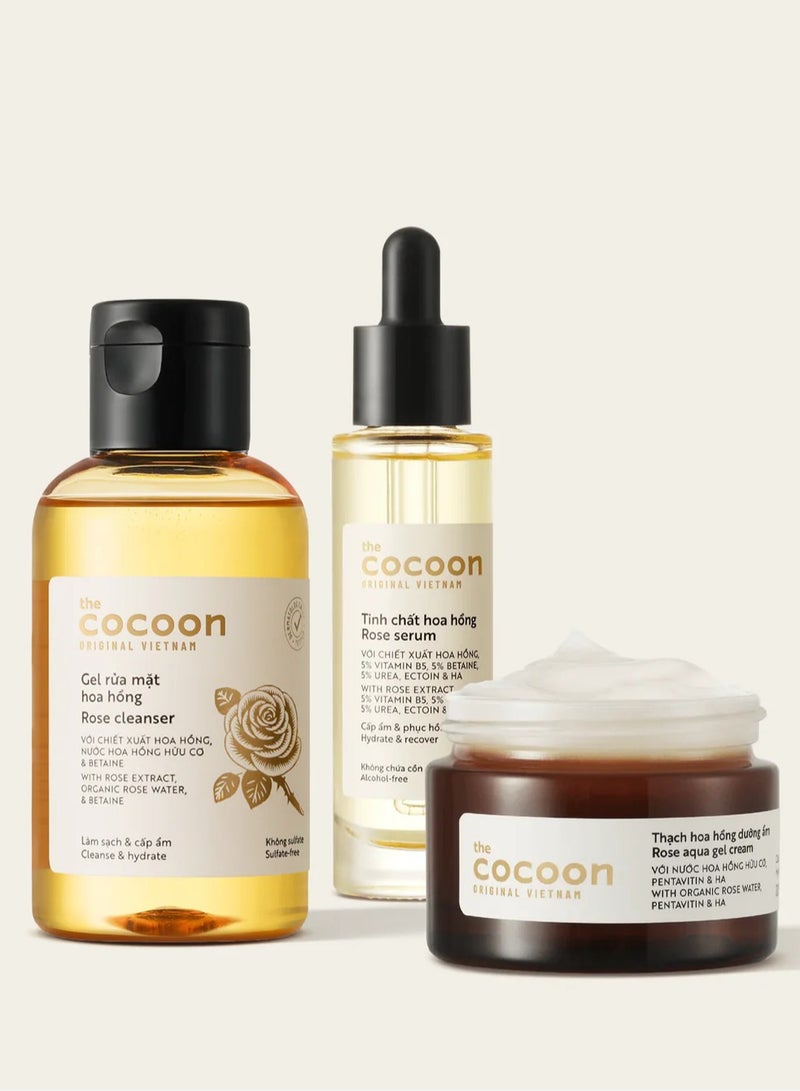 ذا كوكوون أورجنال فيتنام توفير مع الباقات | مجموعة روز أساسيات الإشراقة – غسول 140 مل، كريم جل مائي وسيروم 30 مل لكل منتج لإشراقة يومية - Image 1
