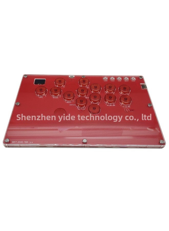 HITBOX Raspberry Pi 16-key A4 Paper Large-size Fighting Keyboard Covers PS5 Hot-plug Steam Street Fighter 6-Product Color:SKY2040 16A Red Plate Transparent  - Image 2
