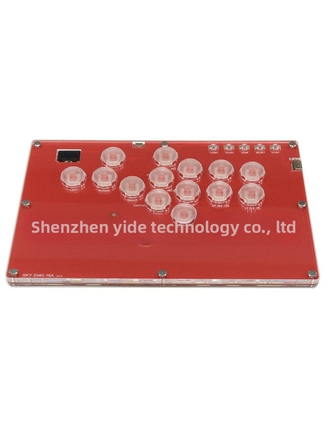 HITBOX Raspberry Pi 16-key A4 Paper Large-size Fighting Keyboard Covers PS5 Hot-plug Steam Street Fighter 6-Product Color:SKY2040 16A Red Plate Transparent  - Image 1