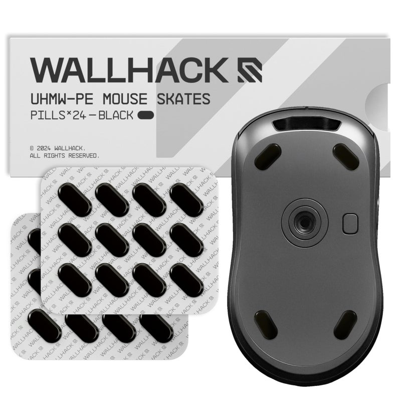 Wallhack UHMW-PE Pill Mouse Skates | Premium Universal Skates for Gaming Mice | Ultra-Smooth Glide on Cloth & Glass Pads | Customize Speed & Control | Durable, Easy to Apply | Black 7mm x 14mm - Image 1