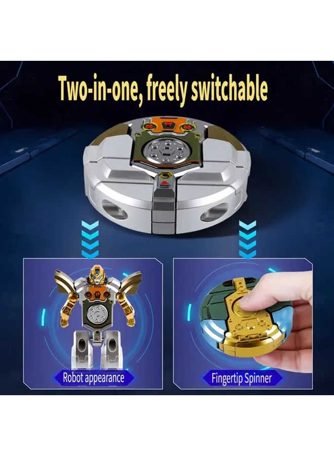 2PC Silvery Transformable Robot Fidget Spinner 360 Rotation Gravity Sensing Desktop Toy - Image 3