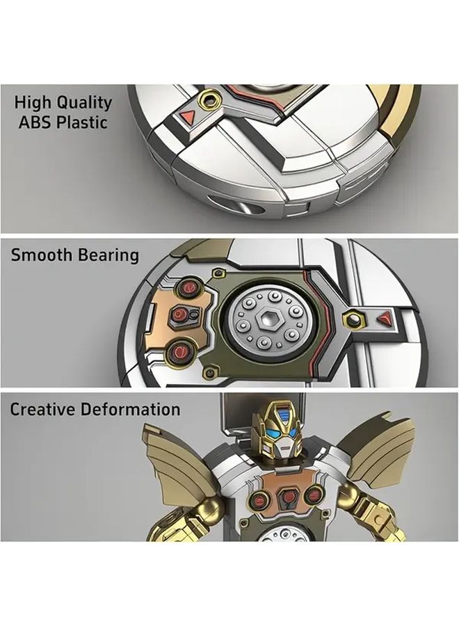 2PC Silvery Transformable Robot Fidget Spinner 360 Rotation Gravity Sensing Desktop Toy - Image 5