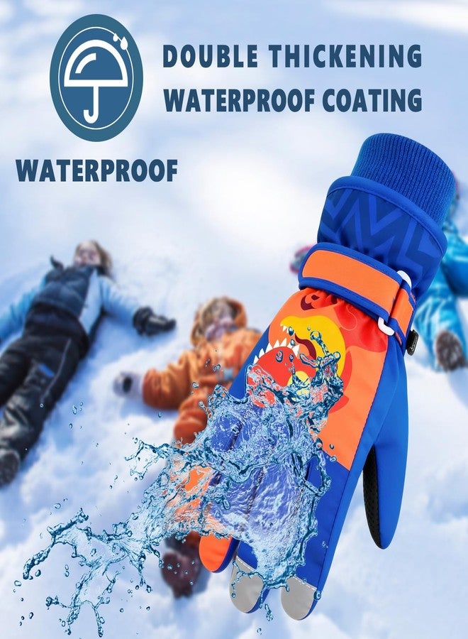 DARCHEN 3-12 Kids Snow Gloves Boys Winter Waterproof Ski Snowboarding Insulated Warm Windproof Cold Weather Sports Age Girls Years Olds (M-ODinosaur, S 3-6 Years Old Kids) - Image 4