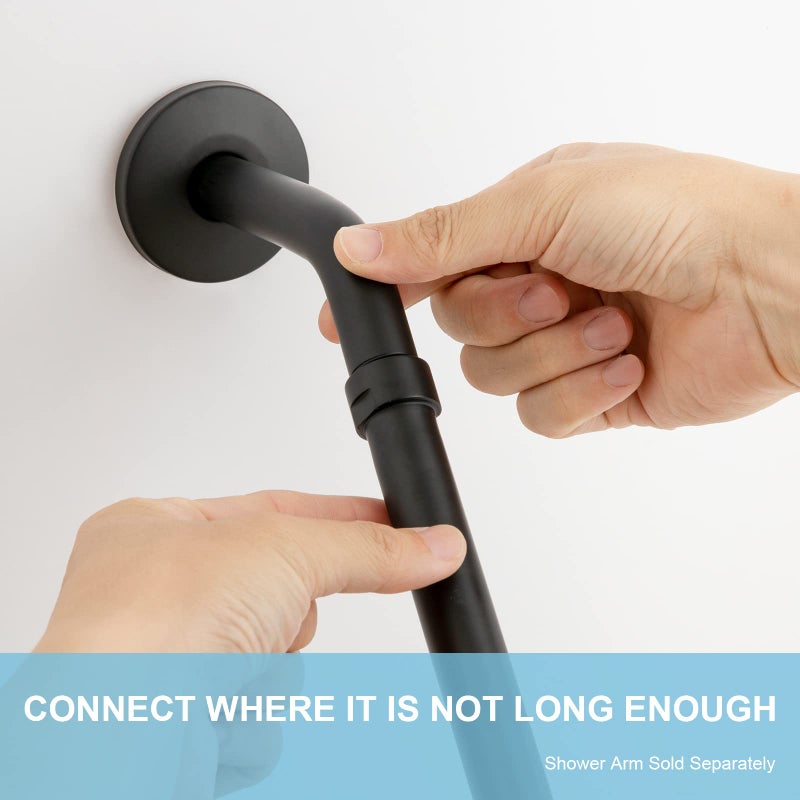 OFFO Shower Head Extension Arm, Shower Arm Extension Shower Head Extender Made of 304 Stainless Steel Shower Pipe Extension, Matte Black 6 in - Image 2