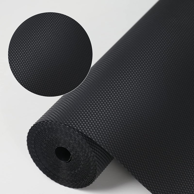 Kitchen Shelf Liner Drawer Liners NonAdhesive Refrigerator Liners Waterproof Fridge Mats with Strong Durable Kitchen Cabinets Mat for Drawers Shelves Pantry Black
