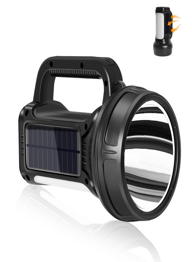 ERAY Solar Flashlight, 6 Light Modes Handheld Solar Powered Flashlights 1500 Lumens, Multi-Function Rechargeable Spotlight, Portable Emergency Flashlight with Lantern Features for Camping, Hiking - Image 1