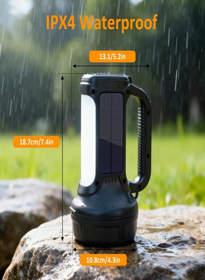 ERAY Solar Flashlight, 6 Light Modes Handheld Solar Powered Flashlights 1500 Lumens, Multi-Function Rechargeable Spotlight, Portable Emergency Flashlight with Lantern Features for Camping, Hiking - Image 5