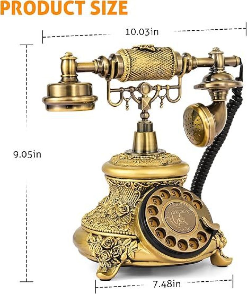 Vintage Rotary Telephone: Brown, Classic Rotary Design - European Style Craftsmanship, Authentic Antique Look for Home Decor & Nostalgic Communication - Image 2
