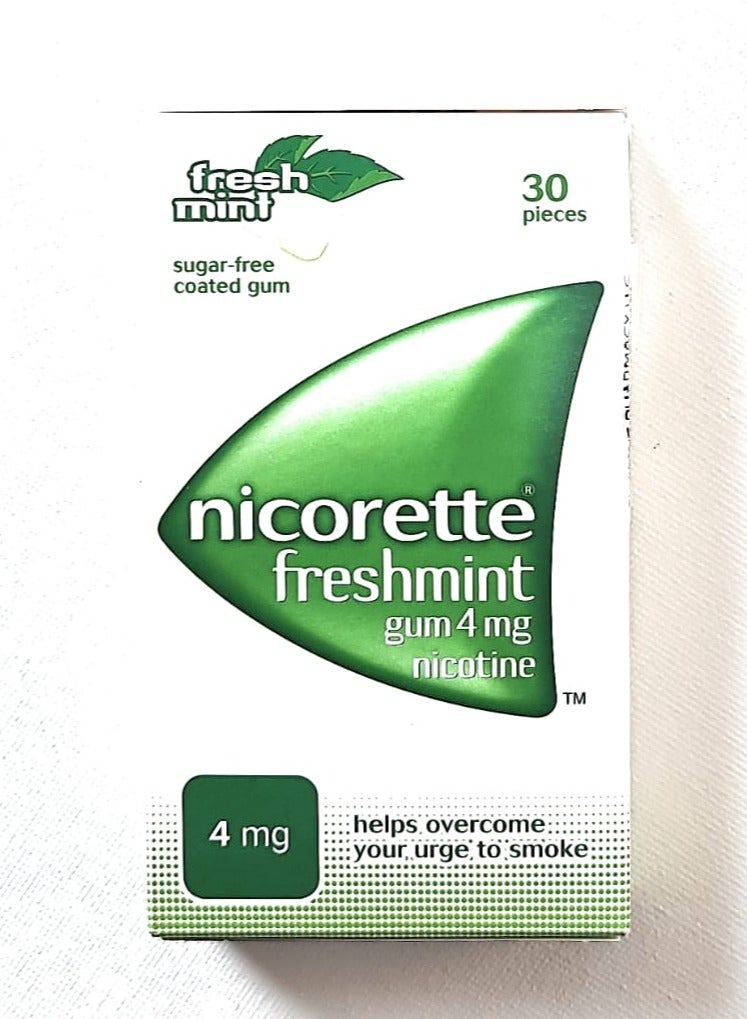 nicorette Gum 4 mg Nicotine Gum Sugar-free, Fresh Mint Flavour, 30 Pieces 