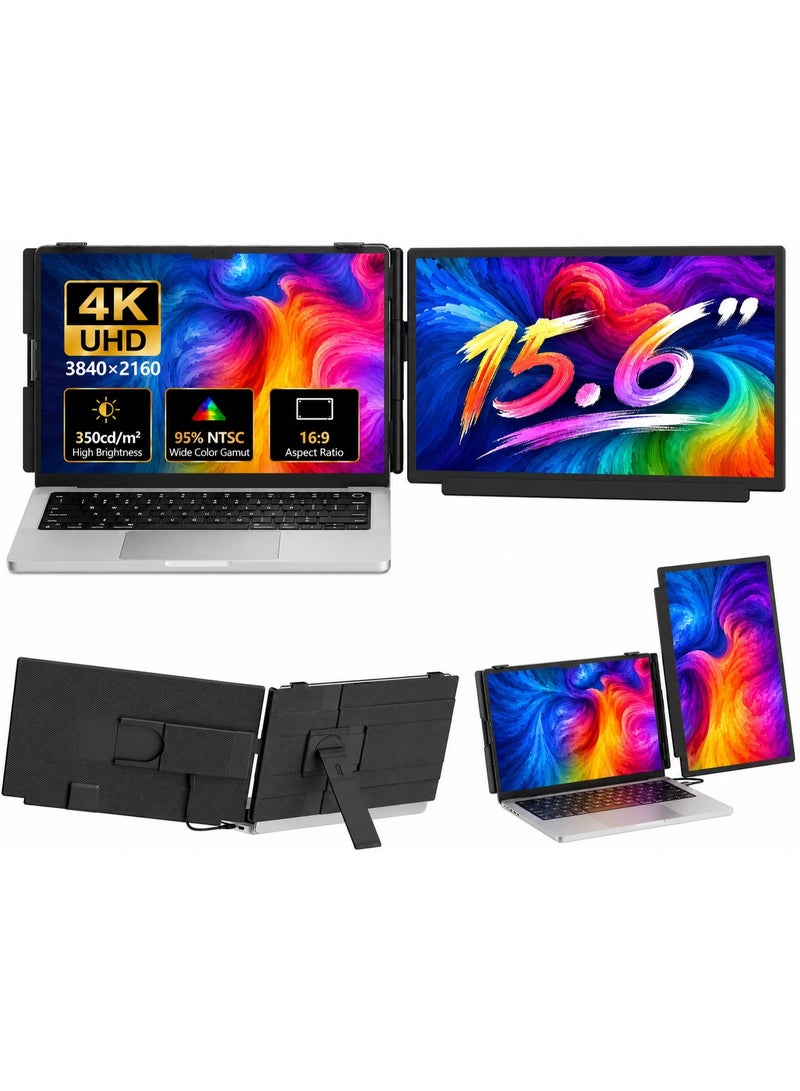 ڤي2كوم شاشة توسيع للابتوب 15.6 بوصة بدقة 4K UHD، شاشة IPS محمولة 3840×2160، نطاق ألوان 95% NTSC، شاشة قابلة للفصل مع حامل دوار 360°، توصيل USB-C وHDMI Plug & Play، متوافقة مع Windows وMac وAndroid، مناسبة لأجهزة اللابتوب من 13 إلى 17 بوصة - Image 1