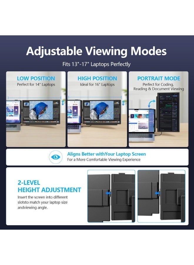 ڤي2كوم شاشة توسيع للابتوب 15.6 بوصة بدقة 4K UHD، شاشة IPS محمولة 3840×2160، نطاق ألوان 95% NTSC، شاشة قابلة للفصل مع حامل دوار 360°، توصيل USB-C وHDMI Plug & Play، متوافقة مع Windows وMac وAndroid، مناسبة لأجهزة اللابتوب من 13 إلى 17 بوصة - Image 4