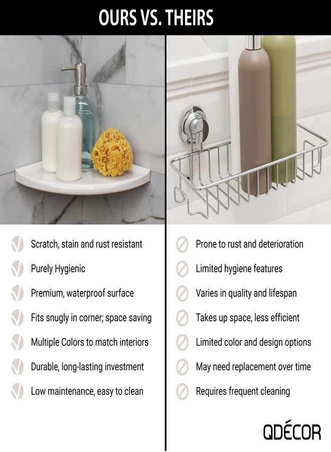Questech 10" Corner Shower Shelf, Retrofit Shower Organizer for Tiled Walls, Corner Caddy Soap Dish Bathroom Storage, Metro Flatback, Gray Polished - Image 3