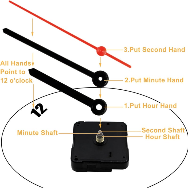 Suiwotin 1pc Clock Mechanism Replacement, 8mm/0.31 Inch Shaft Length Wall Clock Mechanism, Quartz Clock Movement, DIY Silent Movement Mechanism Replacement (Without Thread) - Image 3