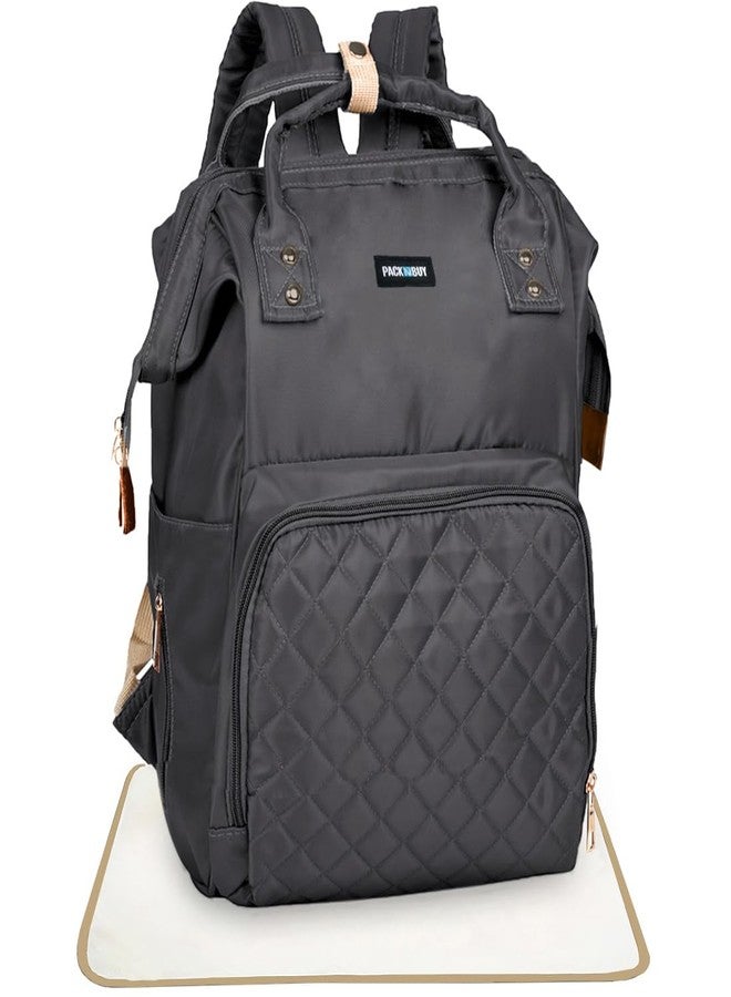 PACKNBUY Stylish Diaper Bag for Mothers for Travel with Changing Mat, Maternity Bag with Insulated Bottle Pockets and Multiple Pockets Baby Diaper Bag to Store Newborn Baby Products (Grey) - Image 1